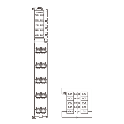 FX20-DO-BF00 ELCO IP20 MODULAR I/O SYSTEM, FX20-SUBMODULE, OUTPUT MODULE, 8-CHANNEL, PNP, DIN 35 MM RAIL INSTALLATION
